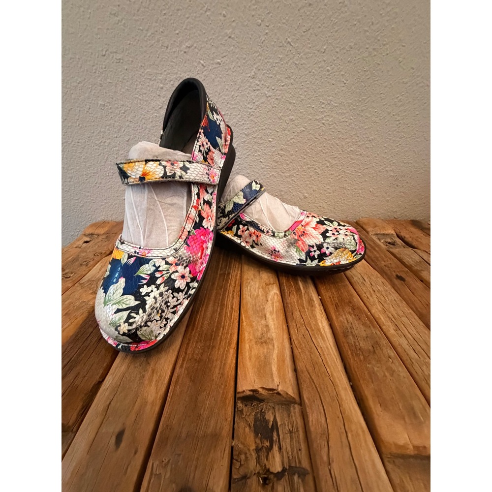 Alegria Belle Mary Jane 41 Floral Snakeskin Leather Clog BEL-725 Multi